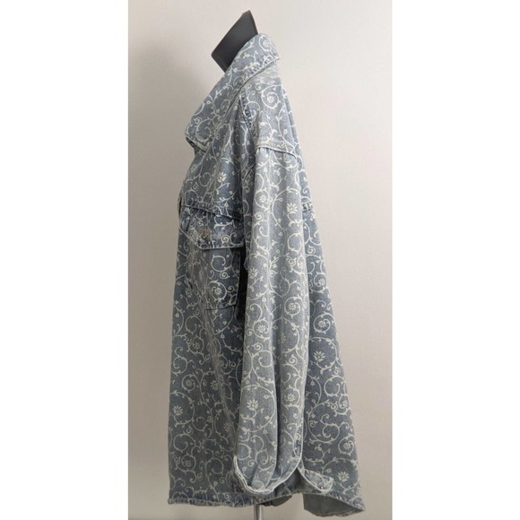 Womens Vintage Blue Denim Jean Floral Jacket STOOSH 90s Y2K Button Down Size L - Picture 10 of 13